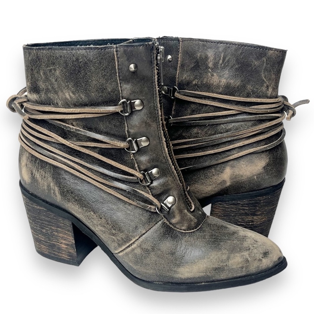 Sbicca Distressed Brown Ankle Booties